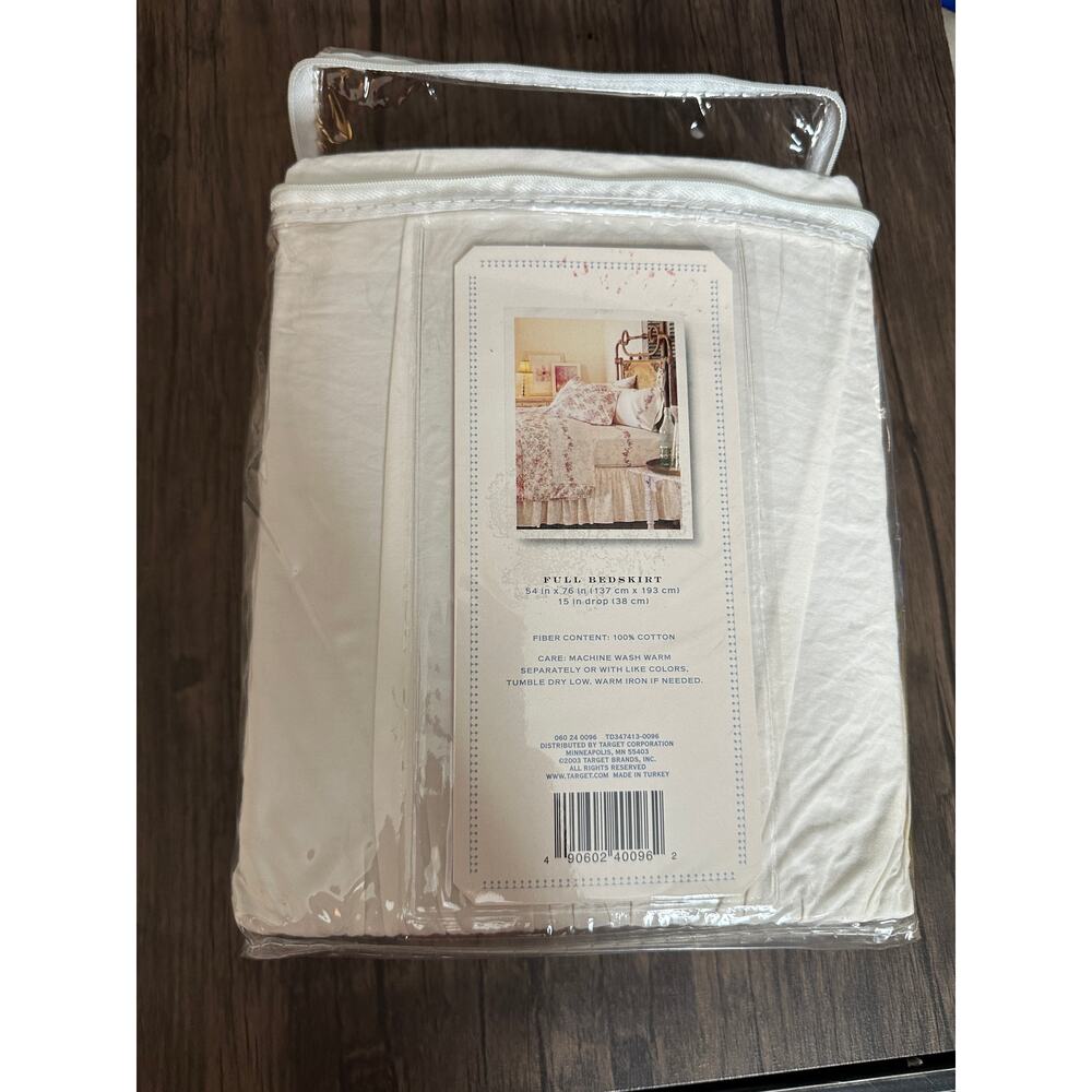 Vintage Simply Shabby Chic Ruffled Garment-Washed Cotton Bed Skirt White Full